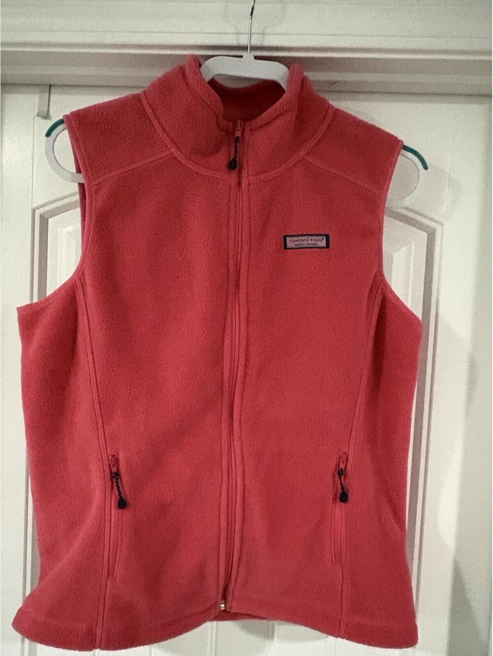 Vineyard Vines Coral Pink Fleece Vest Women's Size Medium Full Zip
